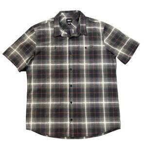 Fox Men’s Gray Plaid Button Up Short Sleeve Casual Shirt Size XL